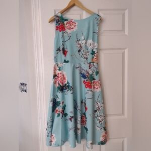 Floral Print Dress in Blue and Red